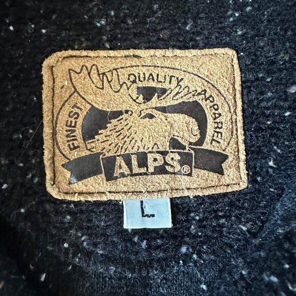Vintage ALPS Black Speckled Jacket With Front Pockets & Button Closure - Size L - Picture 5 of 6
